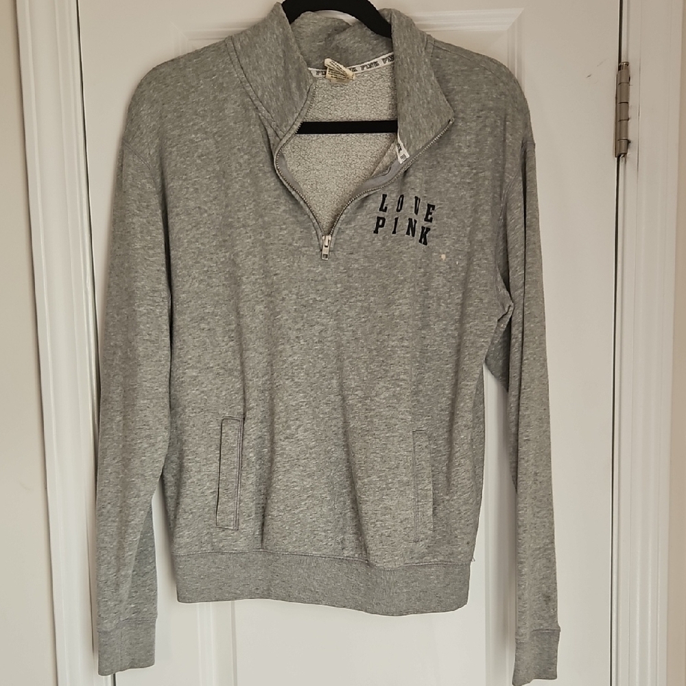 PINK Victoria's Secret Gray Zip Up Sweater